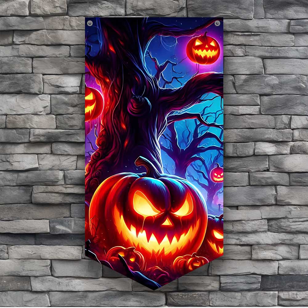 Pumpkin Tree Halloween Wall Banner